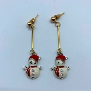 New Christmas dangling red&white snowman earrings